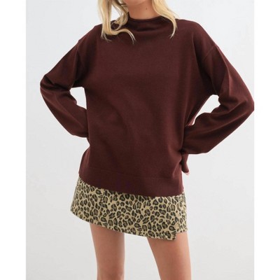 Women's Mock Neck Sweater - WISHLIST M