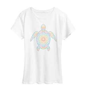 Women's - Instant Message - Rainbow Decorative Sea Turtle Short Sleeve Graphic T-Shirt - 1 of 4
