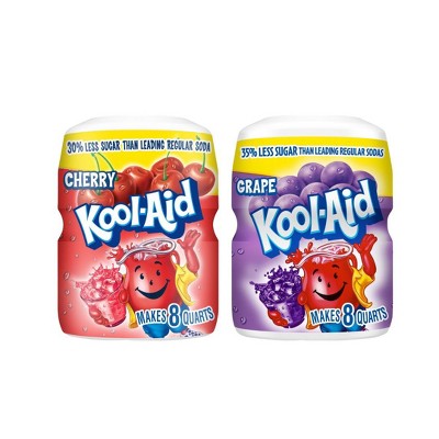 Kool-Aid Sugar Sweetened Powdered Drink Mix, 19 oz. (Cherry and Grape) Pack of 2