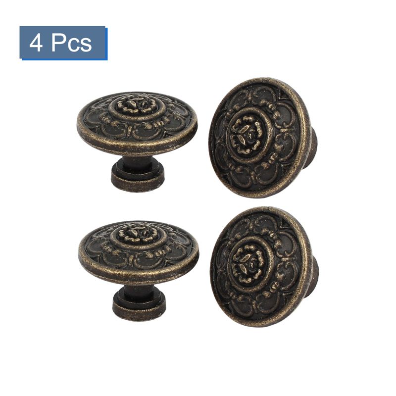 Unique Bargains Drawer Dresser Cabinet Single Hole Screw Mounted Pull Handle Knobs 1.2"x0.87" Bronze Tone 4 Pcs, 4 of 5