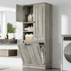 MAYEERTY Tall Storage Cabinet Adjustable Shelves Flip-Out Basket MDF Aluminum Handles - 3 of 4