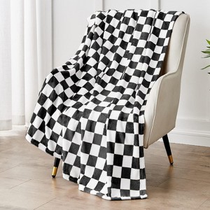Lomsoe Checkered Blanket Flannel Throw Blankets Soft Cozy Checkered Grid Print Chessboard Pattern Throws for Bed Sofa Couch. - 1 of 4