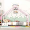 MAYEERTY Twin Size Metal House Bed, Kids Bedroom, Pink - 2 of 4