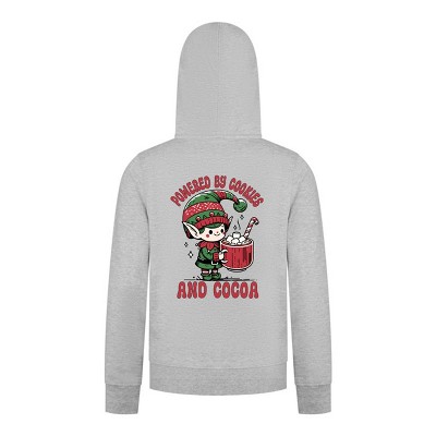 Everyday Kids Christmas Collection Powered by Cookies and Cocoa Zip Up Hoodie – Holiday Sweatshirt - Heather Gray