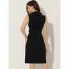 Allegra K Women's Sleeveless V Neck Notched Lapel Double Breasted Belted Work Office Dress - 4 of 4