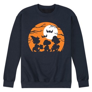 Men's - Peanuts - Charlie Snoopy Lucy Halloween Trick Or Treat Silhouettes Graphic Fleece Sweatshirt - 1 of 4