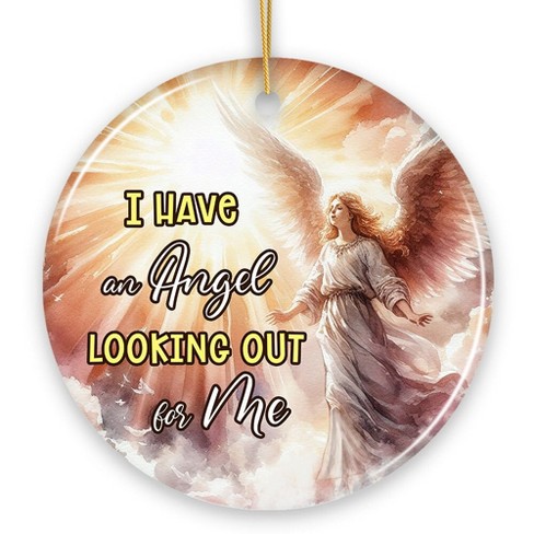 I have an Angel Looking Out for Me Quote Ornament, Heavenly Guardian Angel Christmas Memorial Gift| OrnamentallyYou - image 1 of 4