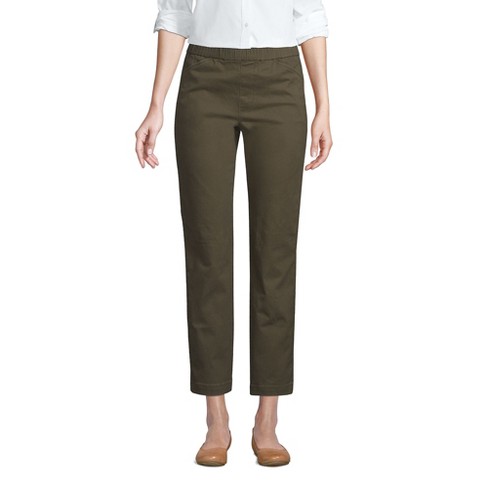 Lands' End Women's Tall Mid Rise Pull On Chino Crop Pants - 14 - Forest ...