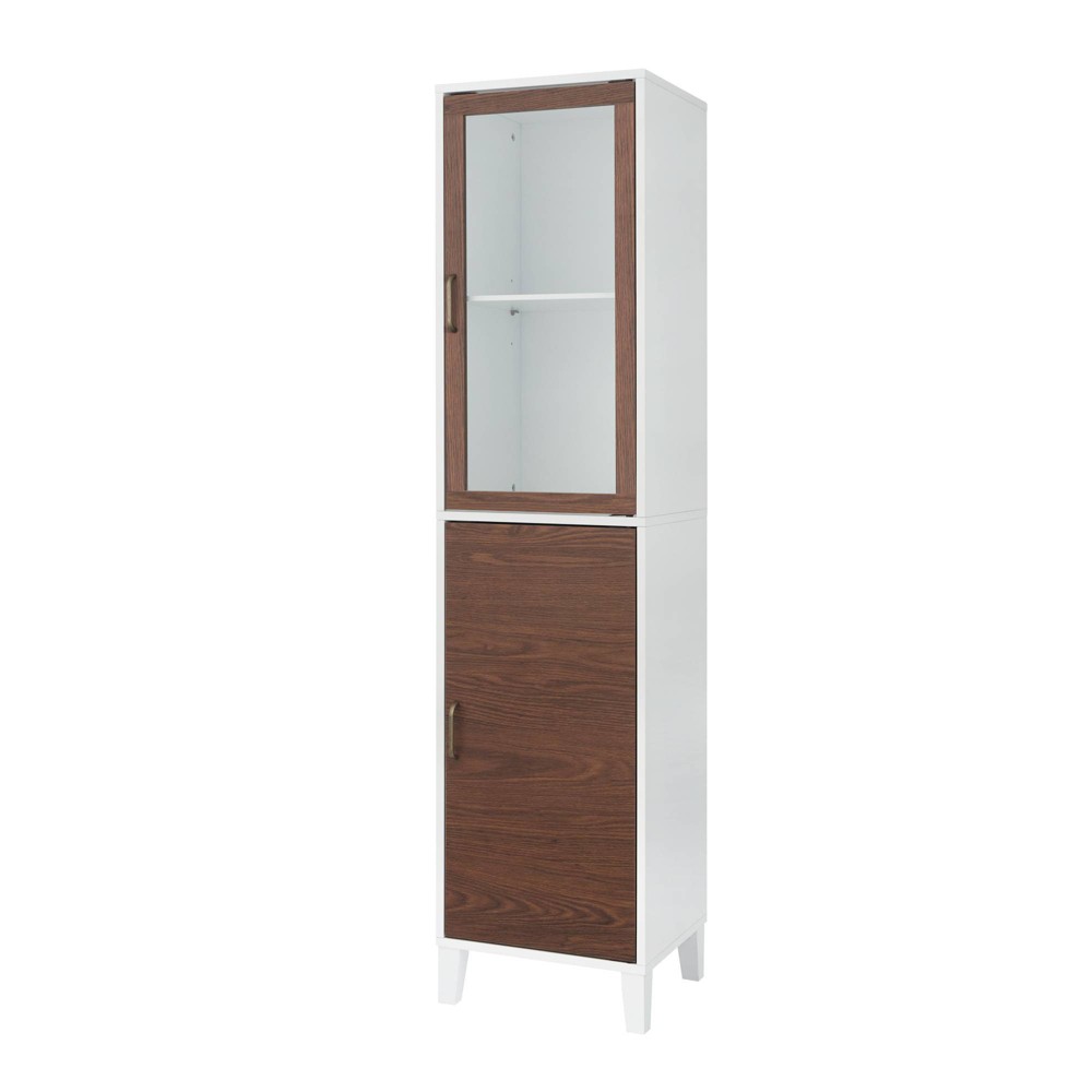 Photos - Wardrobe Teamson Home Tyler Two Tone Modern Wooden Linen Tower Cabinet Walnut/White