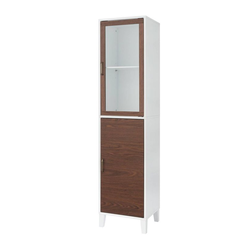 Teamson Home Tyler Two Tone Modern Wooden Linen Tower Cabinet Walnut/White - Elegant Home Fashions, 1 of 9
