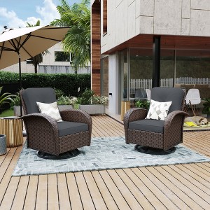 2-Piece Set Outdoor PE Rattan Rocking Chair with Cushions - 1 of 4
