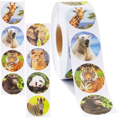 Zoo Animal Sticker Roll (1000 Count), 1.5 inches