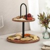 Gibson Home Gracious Dining 2-Tier Round Acacia Wood Serving Tray - 2 of 4