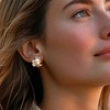 Ross-Simons 4-9mm Cultured Pearl and 1.08 ct. t.w. Multi-Gemstone Earrings in 18kt Gold Over Sterling - 2 of 3
