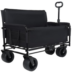 3-in-1 Folding Utility Wagon with Bench Seat, Heavy-Duty All-Terrain Cart with Fabric and 180L Storage Capacity-The Pop Home - 1 of 4