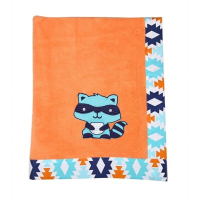 Bacati - Aztec Aqua/Orange/Navy Orange Fox Embroidered Blanket