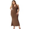 Agnes Orinda Women's Plus Size Sleeveless Deep V Neck Backless Tie Shoulder Bandage Bodycon Dress - 3 of 4