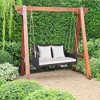 Tangkula 2-seater hanging swing porch swing PE wicker swing outdoor hanging swing garden poolside - 4 of 4