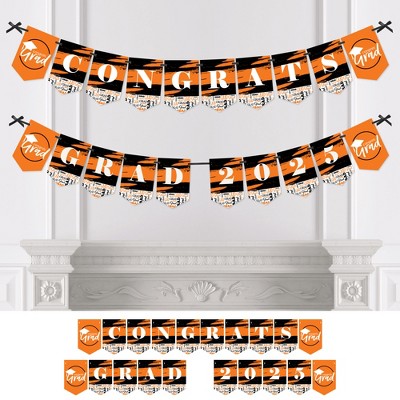 Big Dot of Happiness Orange Graduation Bunting Banner - Party Decorations - Congrats Grad 2025