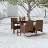 vidaXL 5 Piece Patio Dining Set with Cushions Brown and Black - 55.1" Table Length 4 Items - 2 of 4