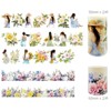 Wrapables Aesthetic Floral Fashion PET Washi Tapes for Scrapbooking, Stationery, Journaling, Diary, Card Making (Set of 2), Green and Pink - 2 of 4
