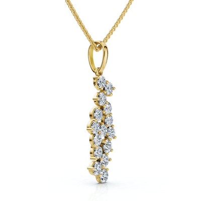 Pompeii3 1/3Ct Cascading Diamond Pendant Necklace 14k Gold Lab Created