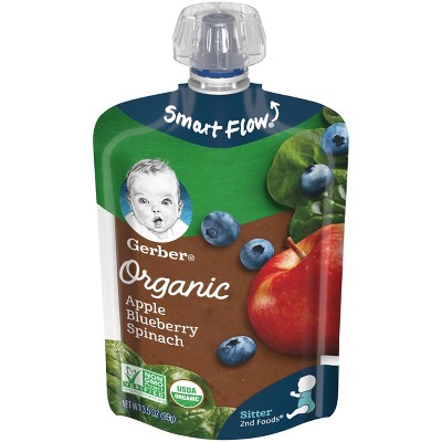 Gerber Organic 2nd Foods Apple Blueberry & Spinach Baby Food Pouch - 3.5oz