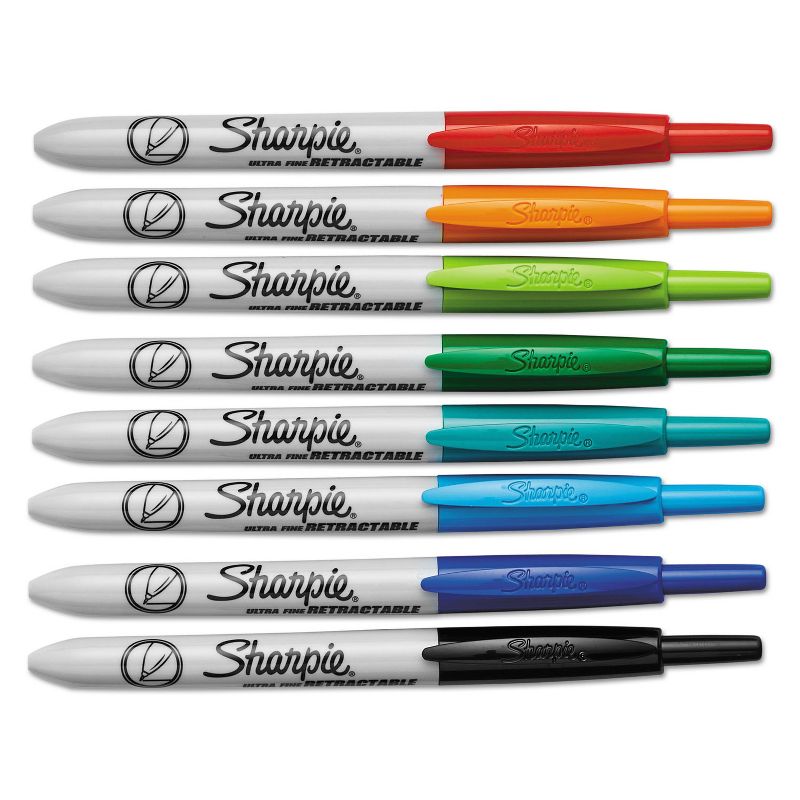 Sharpie Retractable Permanent Marker Ultra Fine Tip Assorted Colors 8/Set 1742025, 1 of 7