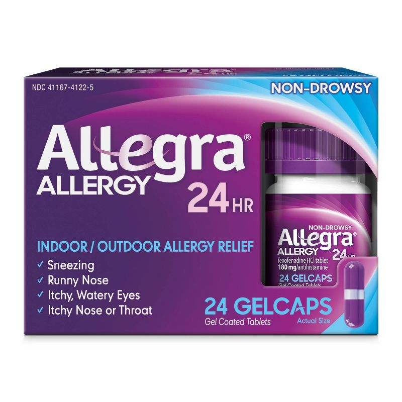 Allegra 24 Hour Allergy Relief Gel caps - Fexofenadine Hydrochloride, 1 of 8