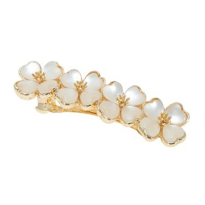Unique Bargains Women's Flower Hairpins Hair Barrettes Gold Tone Beige 1 Pc - 1 of 4