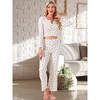 INSPIRE CHIC Women's 2 Pcs Pajama Cherry Print Ruffle Trim V-Neck Long Sleeve Top and Pants Set - 3 of 4