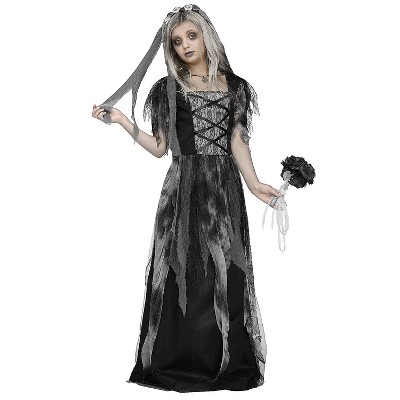 Fun World Girls' Cemetery Bride Dress Costume - Size 12-14 - Black : Target