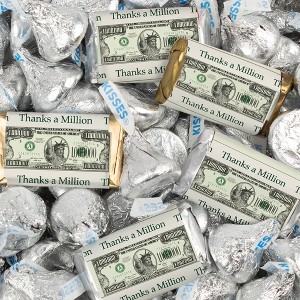 128 Pcs Thank You Candy  Favors Hershey's Miniatures & Kisses by Just Candy (1.58 lbs) - Thanks a Million - 1 of 2