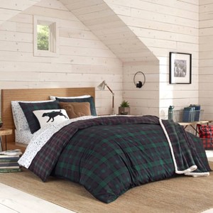 Full/Queen Woodland Tartan Reversible Duvet Cover Set Green - Eddie Bauer: Cotton, OEKO-TEX Certified, 3-Piece - 1 of 4