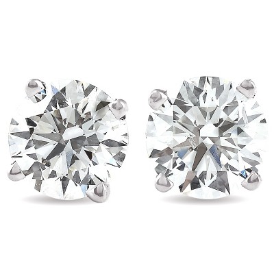 Pompeii3 VS 2 Ct TW Round Moissanite Studs 14k White Gold