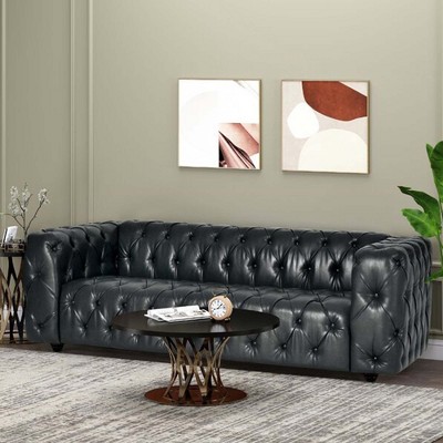 Mirod Comfy 3-seat Sofa with Wooden Legs, Polyester, for Living Room and Study