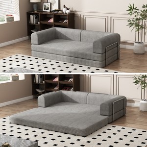 78.5" Convertible Sleeper Sofa Bed with Fixed-Shape Frame, Folding Mattress Couch, Washable Floor Sofa for Small Spaces, No Assembly Floor Couch - 1 of 4