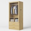 Fredees 70.8" Modern Wardrobe Armoire with LED Glass Doors, Motion Sensor, 2 Drawers & Hanging Rod - 4 of 4