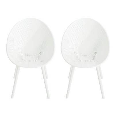 Infurnic Patio Dining Chairs Weather-Resistant Gable Dining Chair Multipurpose Modern Design for Outdoor and Indoor, White, 23.23"*23.25"*32.75"