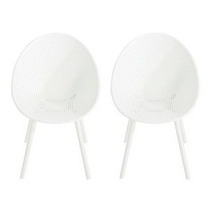 Infurnic Patio Dining Chairs Weather-Resistant Gable Dining Chair Multipurpose Modern Design for Outdoor and Indoor, White, 23.23"*23.25"*32.75" - 1 of 4