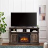 ORRD 58'' TV Stand with 23'' Fireplace, Sliding Doors & Storage, Antique Brown - 2 of 4