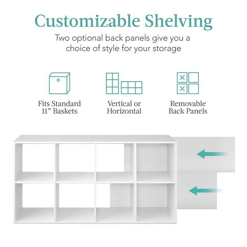 Best Choice Products 8-Cube Bookshelf, 11in Display Storage System, Organizer w/ Removable Back Panels, 2 of 9