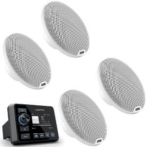 Hertz HMR 20 Marine Digital Media Receiver with 2 Pairs HEX Series HEX-65-C-W 6.5" 4-Ohm Marine Classic Coax Set - White - 1 of 4