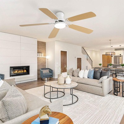 HOMLUX 52" Low Profile Ceiling Fan w/Light Remote Control 6-Speed 3-Timer,Walnut/Black/Brown