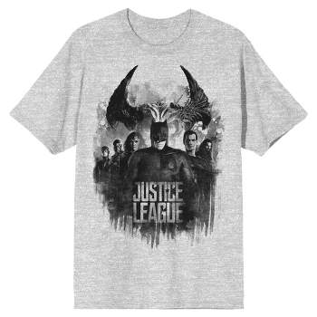 The Justice League Superhero Group Men's Athletic Heather Gray Graphic Tee