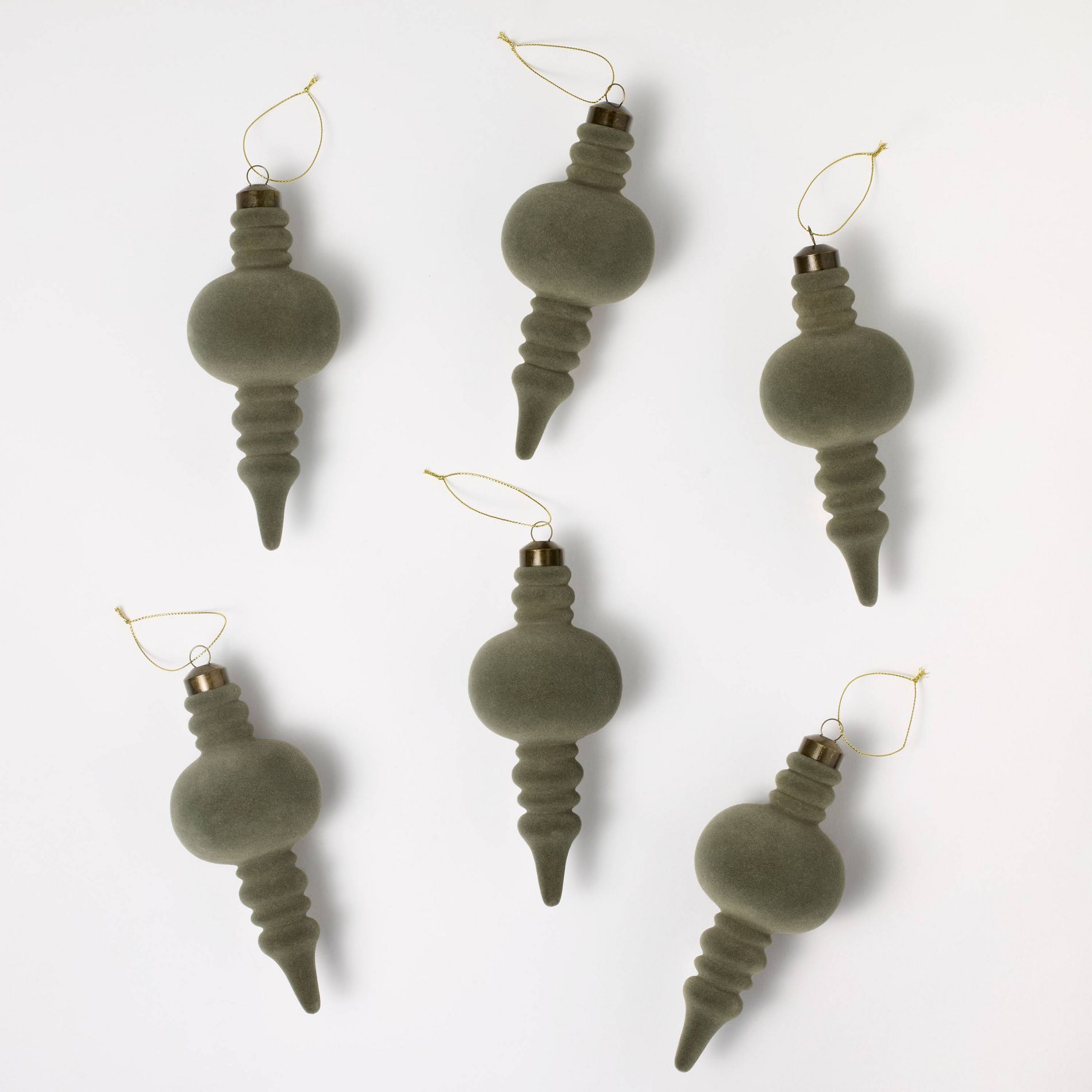 Set of 6 Velvet Finial Christmas Ornaments Green - Threshold™ designed with Studio McGee
