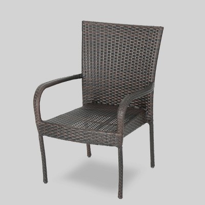 Charleston 3-Piece Brown Wicker Outdoor Stacking Chair Set