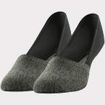 Peds Women's 2pk Smooth Edge Mid Cut Liner Socks - Black/Gray 5-10