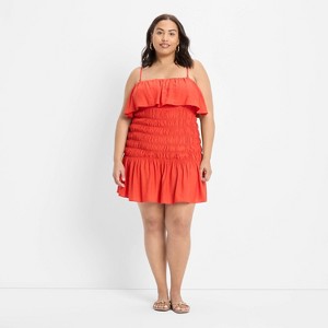 Women's Drop Waist Ruffle Mini A-Line Dress - Future Collective - 1 of 3