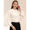 Allegra K Women's Work Peter Pan Collar Long Bishop Sleeve Button Down Shirt - 2 of 4